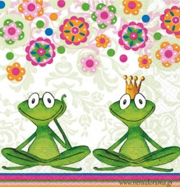 Dekorszalvéta - Yoga Frogs